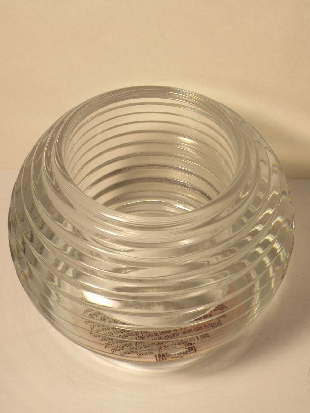 Vintage HOME INTERIORS Ribbed Glass Votive /Tea Light Holder - NO Blemishes